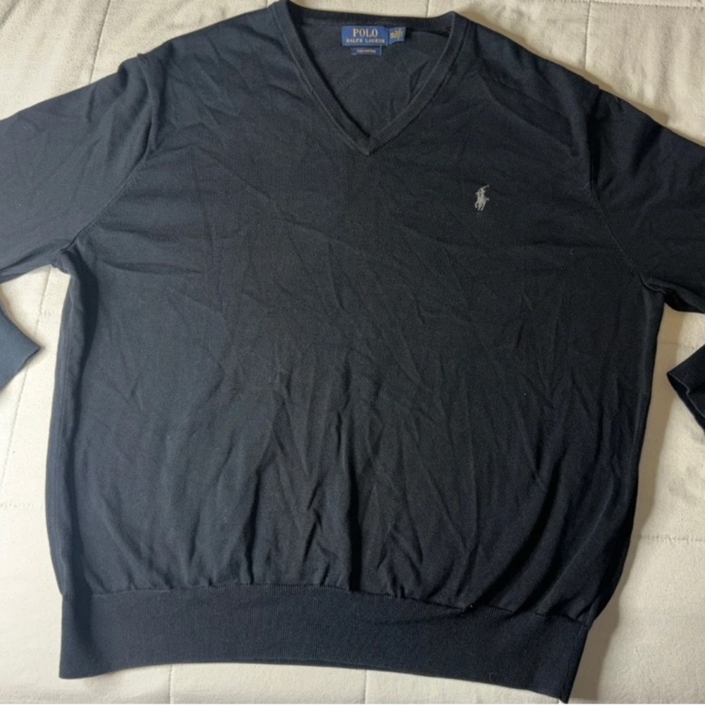 Polo Ralph Lauren Sweater Men’s XXL Black Pima Cotton Pullover (H1)